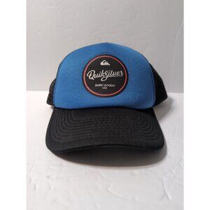 Quiksilver Men Blue and Black Hat Trucker Cap Hat One Size Fits Most Silk Screen